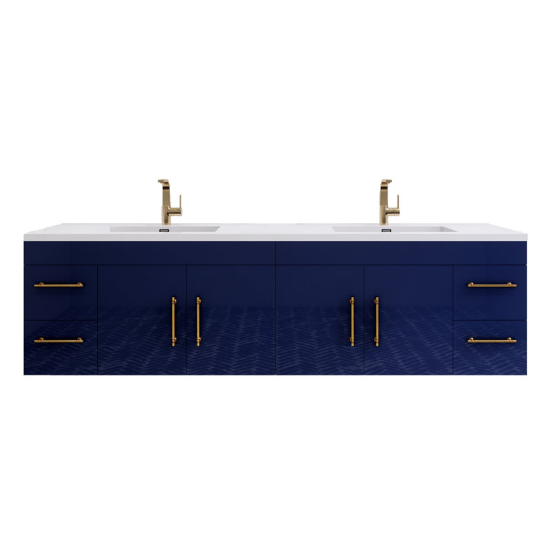 Ensemble de meuble-lavabo double 84 po Tihanna, Bleu nuit