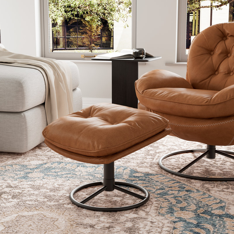 Tufted Upholstered Ottoman, Brown