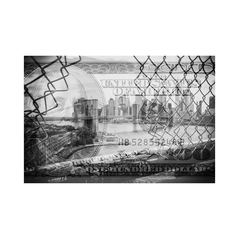 Manhattan Dollars - Between The Fence - Wrapped Canvas Print, 20.32 cm H x 30.48 cm W