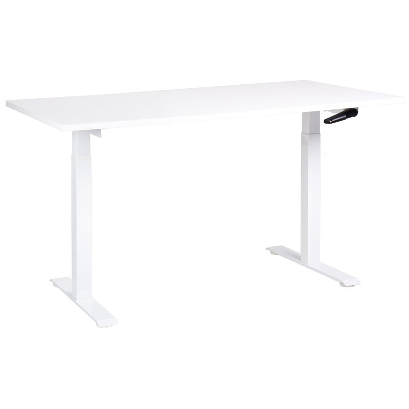 Nateasha Adjustable Metal Base Standing Desk, White, White, 119cm H x 160cm W x 72cm D