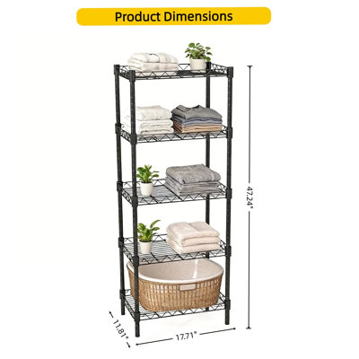 Étagère robuste en fil métallique réglable à 5 niveaux - Étagères de rangement robustes, support de rangement robuste et pratique pour la salle de lavage, la salle de bain, la cuisine et les petits espaces