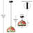 9.5"W Genevieve Red Flowers Stained Glass Dome Shade Pendant