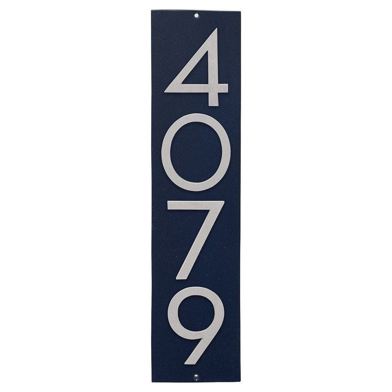 Plaque murale rectangulaire verticale flottante 6 po, Bleu marine / aluminium brossé, Oui