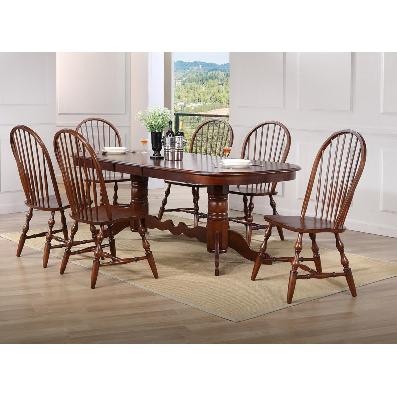 Azura 6 - Person Solid Wood Top Trestle Dining Set