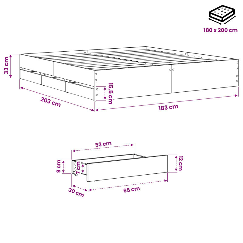 Bed Frame, Super King (6')