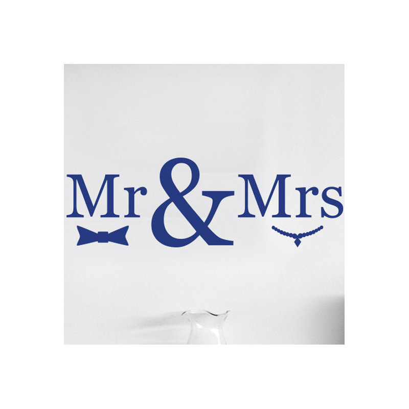 Mr Mrs Wall Sticker, Large, Dark Blue