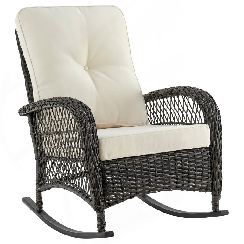 Chaise berçante rembourrée Fruttuo crème et noire