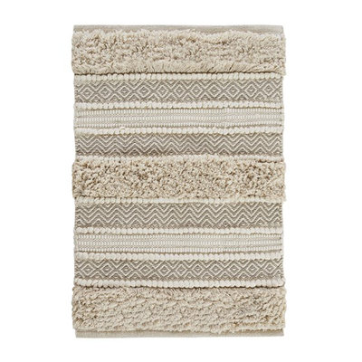Woven Texture Stripe Bath Rug Natural