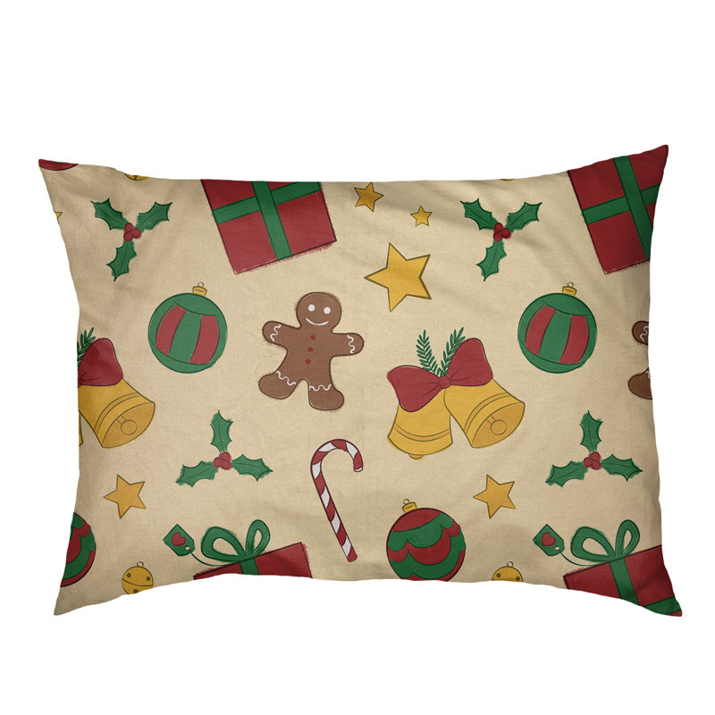 Oreiller d’intérieur christmas décoration, l 40 po x P 30 po x H 6,5 po, Jaune / vert