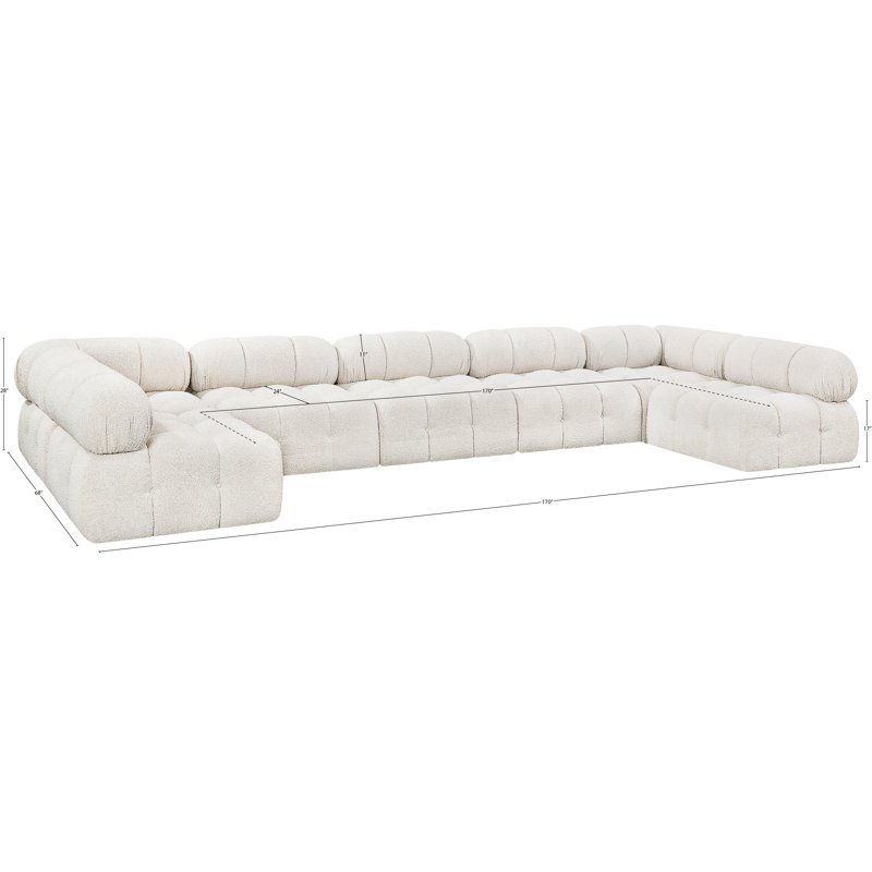 Canapé modulaire 170 po Ames, Tissu crème bouclé