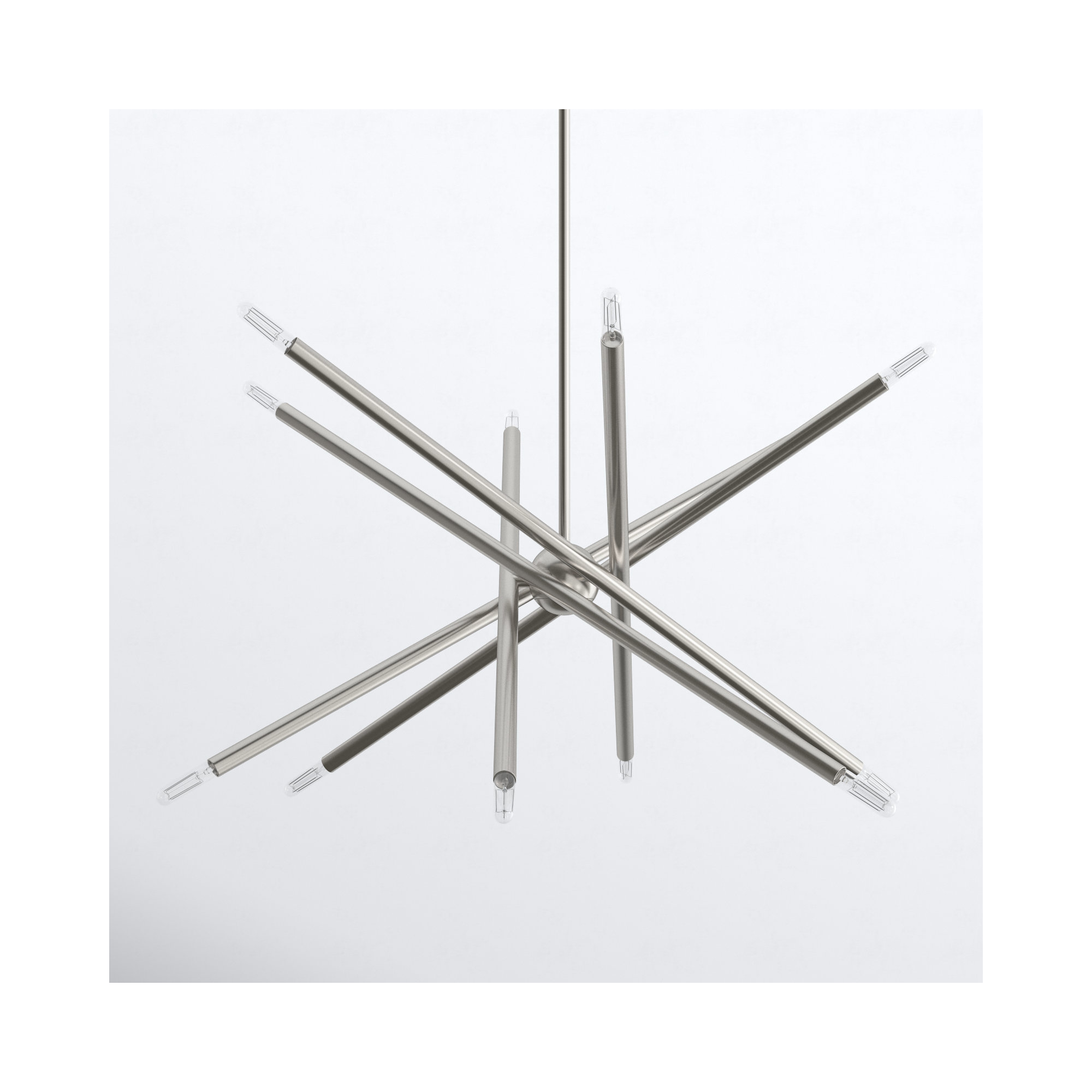 Poco 12 - Light Metal Dimmable Sputnik Chandelier, Brushed Nickel, 12