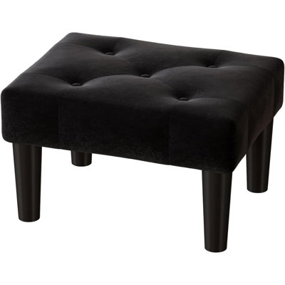 Repose-pieds noir avec repose-pieds, repose-pieds petit repose-pieds, repose-pieds en velours avec pieds en bois, repose-pieds pour canapé, siège supplémentaire pour le bureau du vestibule du salon