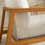 Ensemble de causeuse et de table basse d'extérieur, structure en bois d'acacia avec détails en corde, coussins beiges hydrofuges pour patio / cour arrière / terrasse, finition teck-2096062174-2096062160