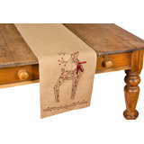 Rustic Reindee Christmas Burlap Table Runner, 13 by 90-Inch