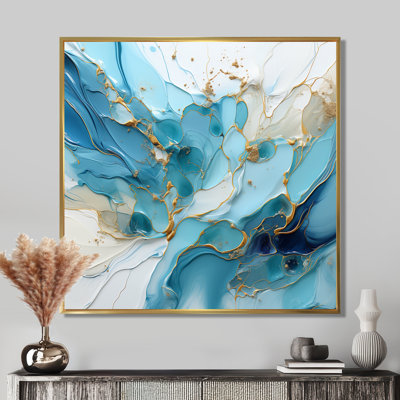 Blue And White Glacier Charm - Abstract Shapes Wall Art