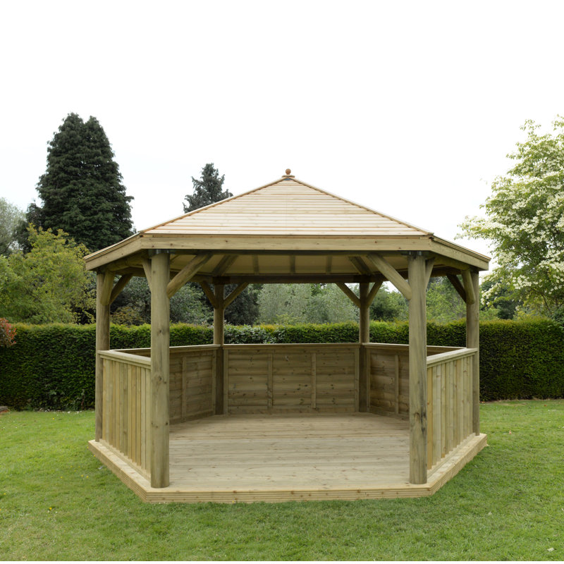  4.9m x 4.3m Wooden  Gazebo with Timber Roof