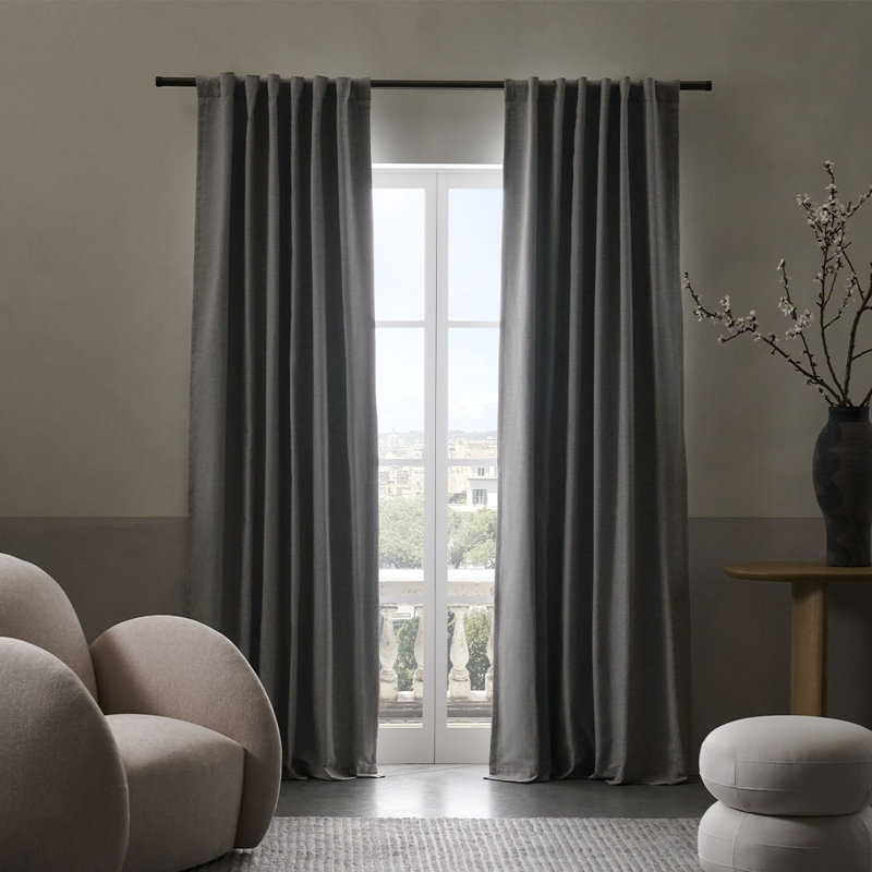  Sunbrella® Delaney Blackout Curtain, Gray, 50" W x 84" L
