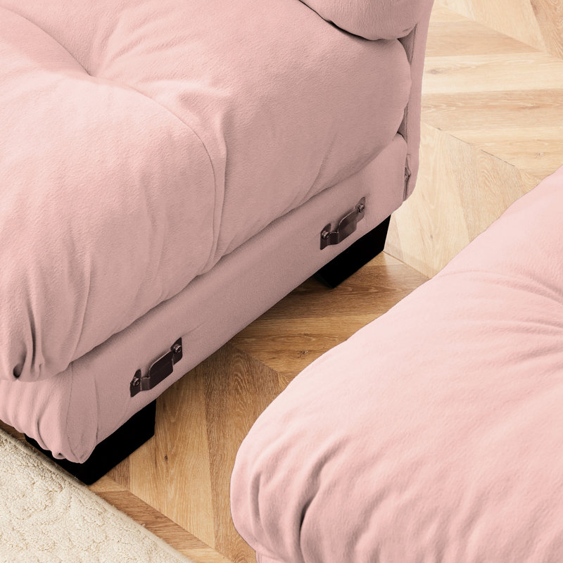2 Seater Pink Chenille For Living Room: Cloud Couch With Matching Ottomans And Pillows - Stylish Comfortable Decoration Sleeper , Construction
