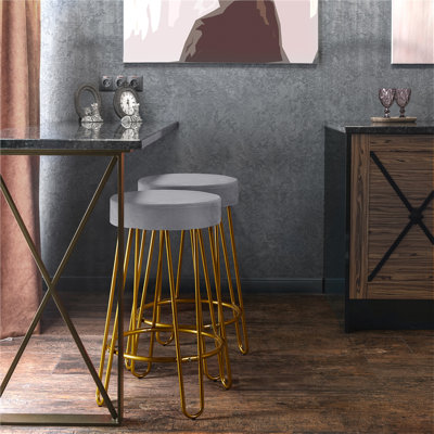 Upholstered Counter Stool with Metal Frame