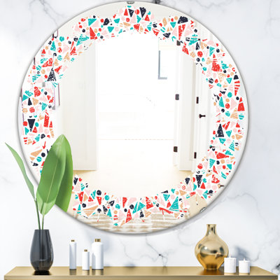 Abstract Pattern Design II Leaves Modern & Contemporary Frameless Wall Mirror