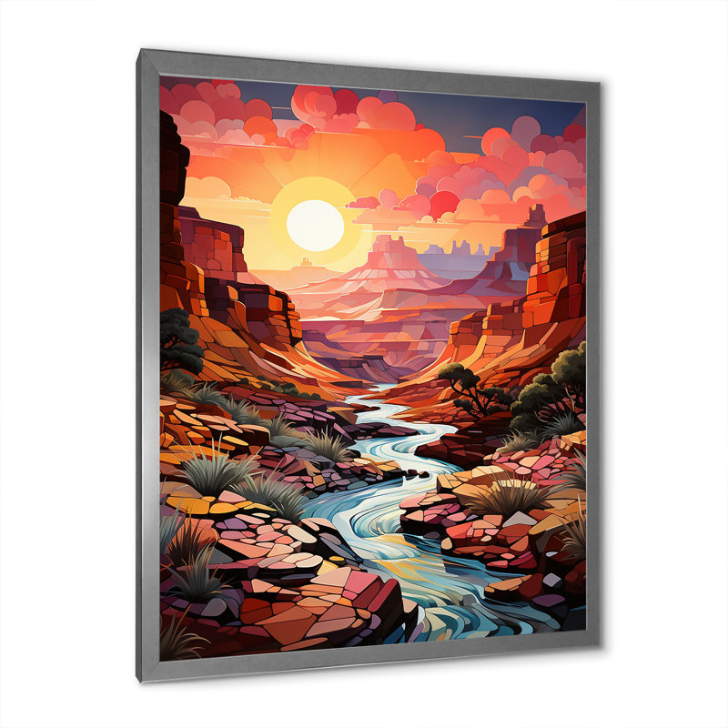 Canyon Canyon Sunrise Landscape, impression sur toile, Cadre simple argenté, H 44 po x l 34 po x P 1,5 po