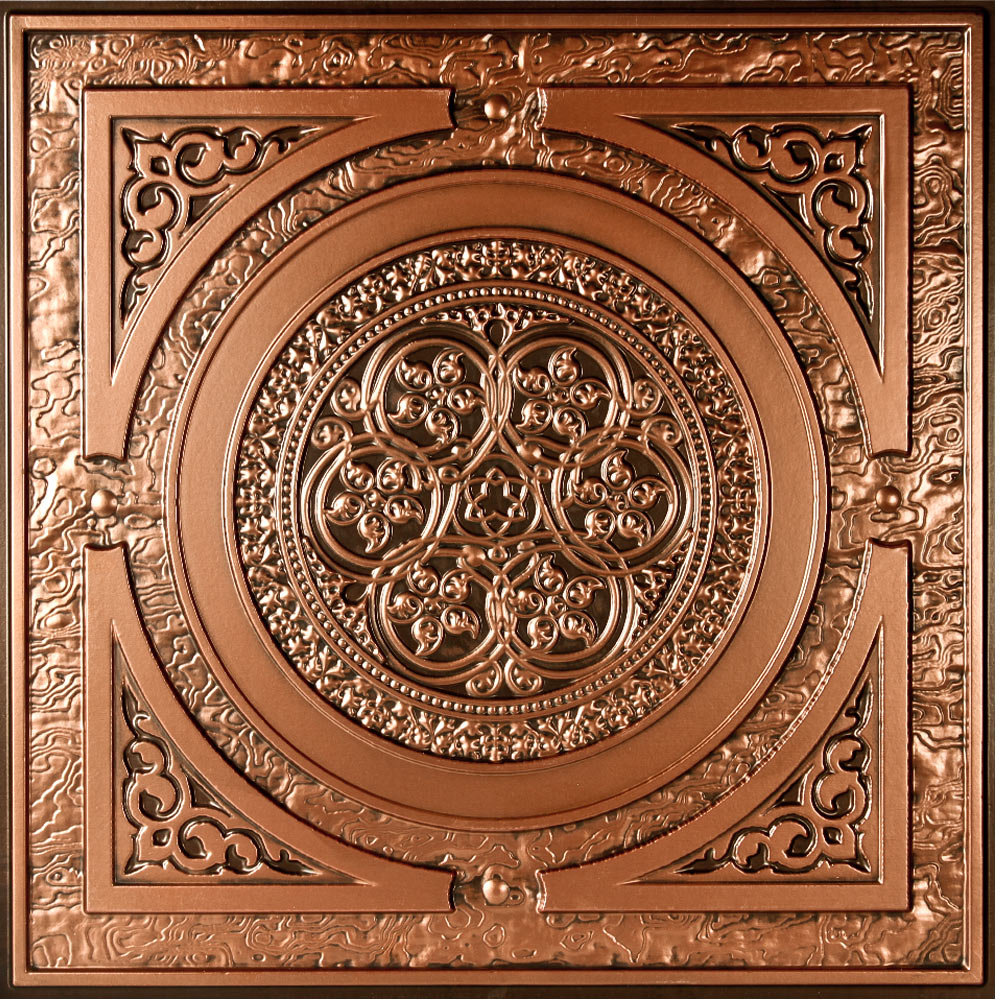 Montroy 23.75'' L x 23.75'' W Vinyl Ceiling Tile In Antique Copper (Set of 10) uDecor