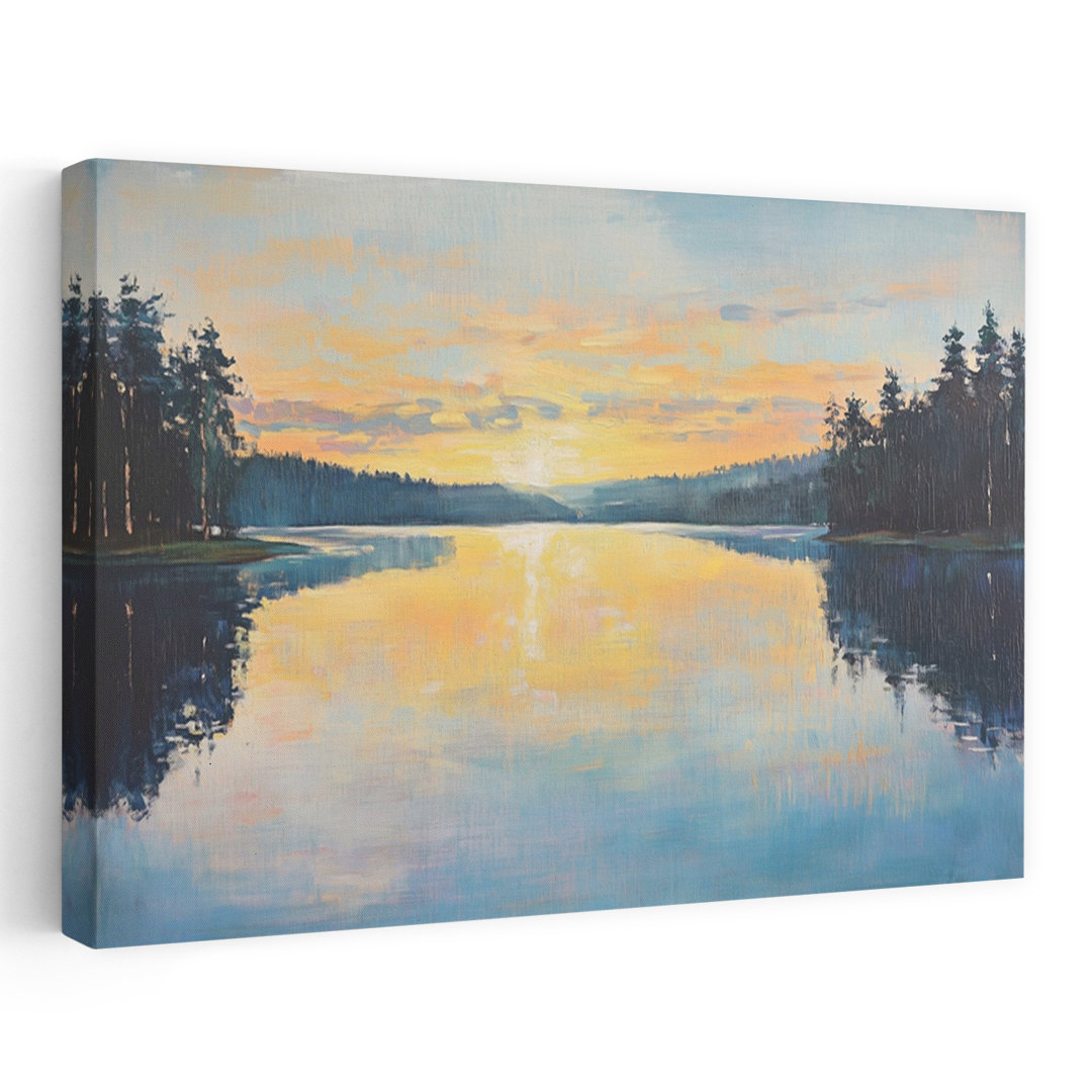Blue Lake Morning Sunrise Abstract Contemporary Wall Art Print