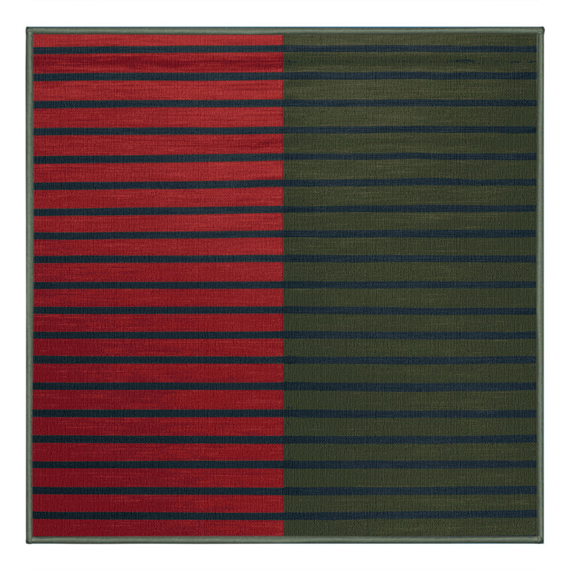 Tapis vert à rayures horizontales lavable à la machine, Carré 6 pi