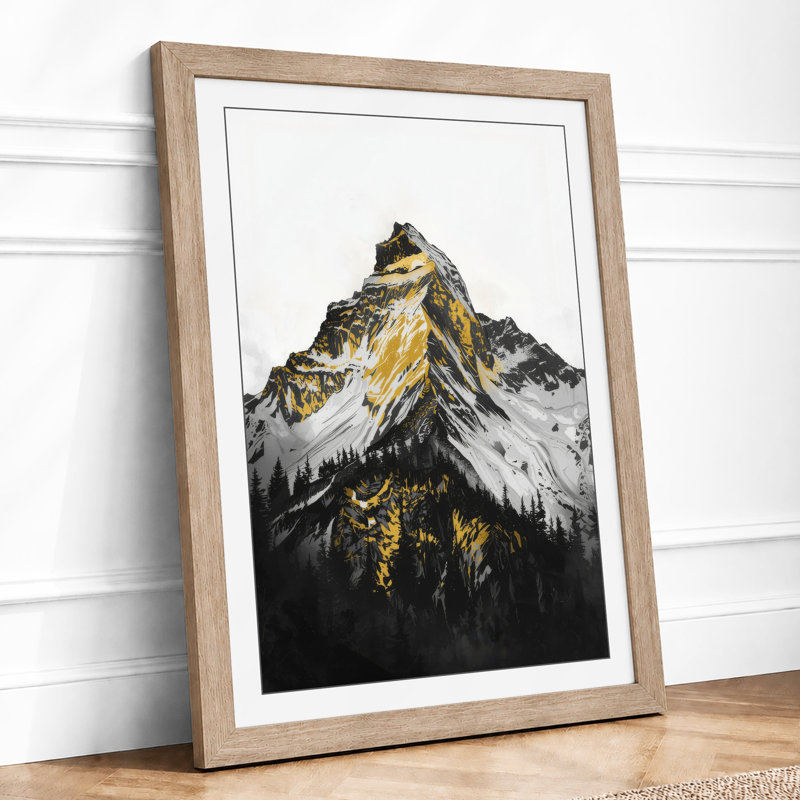 Mountain At Sunrise Minimalist - Print, Oak, A4 - 29.7 x 21.0 cm