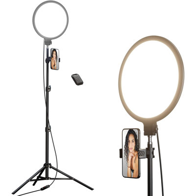10.5" LED Ring Light With 69" Adjustable Tripod Stand, Full-Screen Dimmable Lighting For Video Recording, Live Streaming, Makeup, Selfie With Wireless Remote And 360° Phone Holder