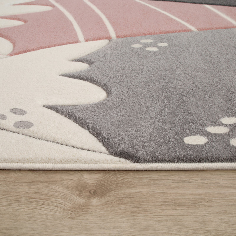 Coakley Pink/Cream/Grey Rug, Rectangle 140 x 200cm