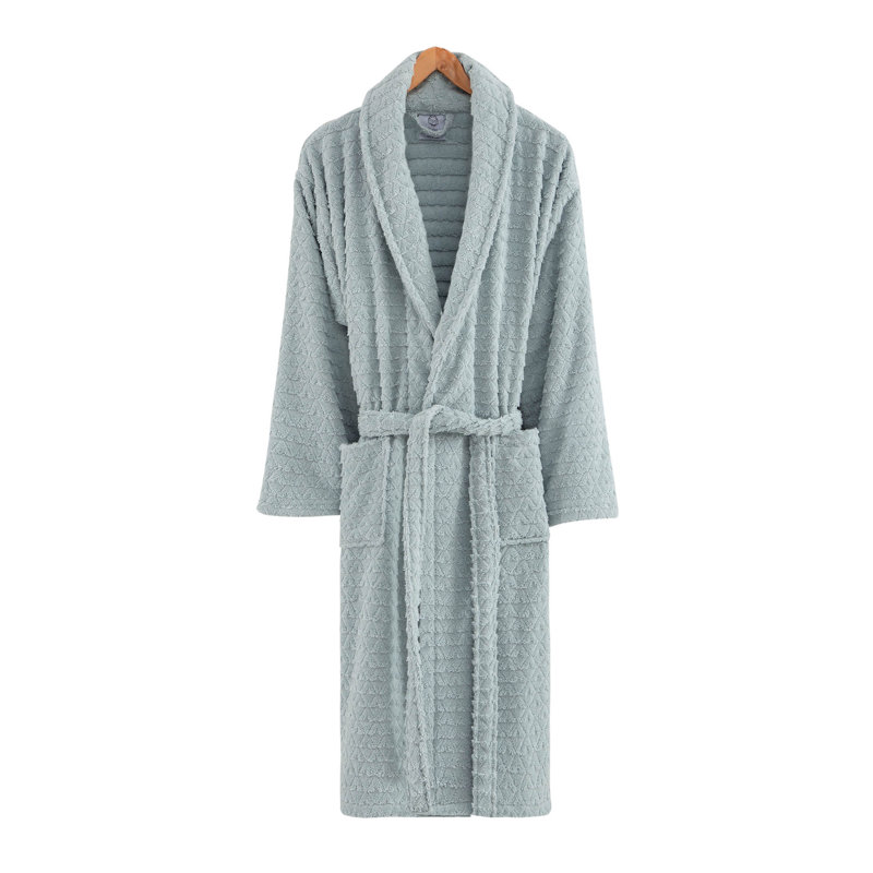 Becker 100% Cotton Terry Cloth Gender Neutral Mid-Calf Bathrobe with Pockets, S, Navy
