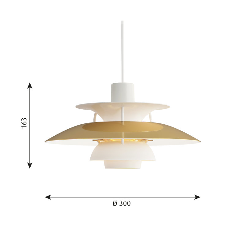 PH 5 1 - Light Pendant, Brass, 6.4" H x 11.8" W x 11.8" D