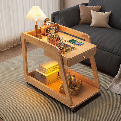 2-Tier Solid Wood End Table Side Table Nightstand