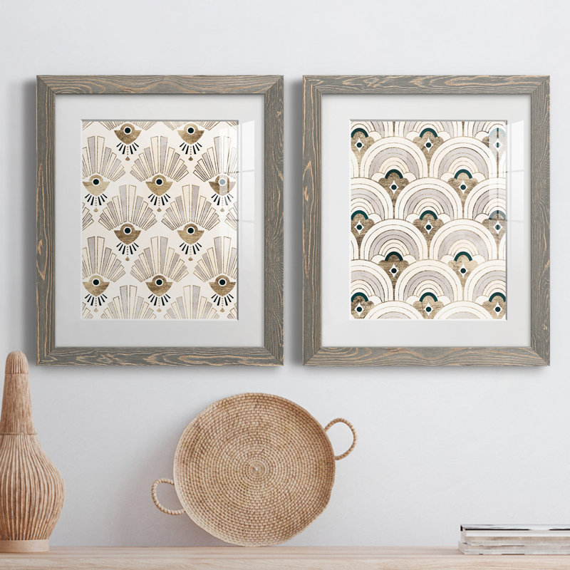 Deco Patterning III - ensemble de 2 impressions encadrées, H 24 po x l 36 po x P 1,5 po, Blanc