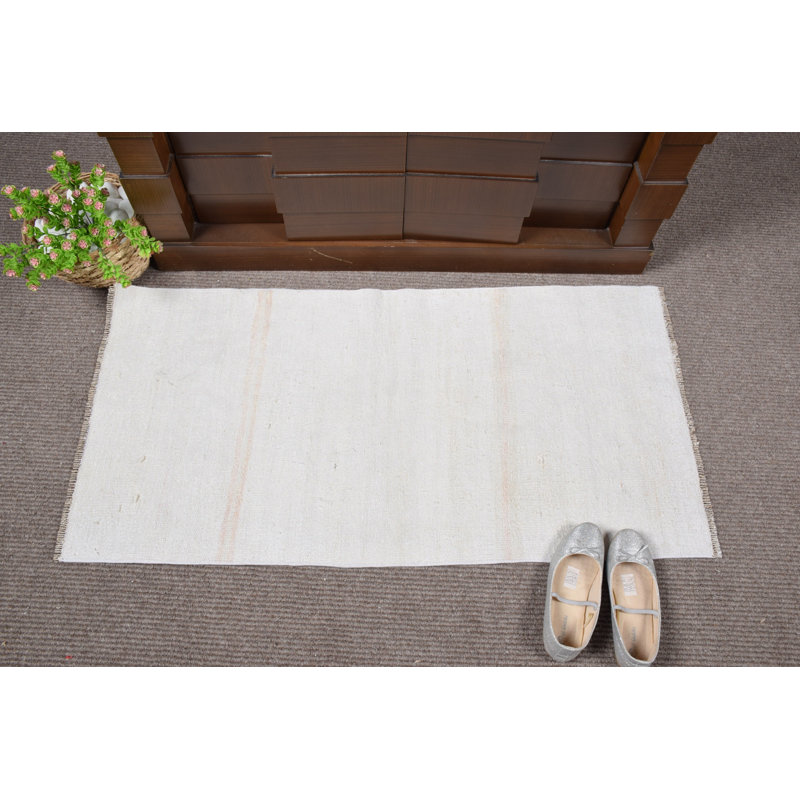 Elegant Handmade Turkish Door Mat in Soft Beige with Minimalist Design for a Unique Home Appeal