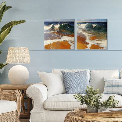Glassy Coastal Break 2pc Canvas Set, design by Walker Noble