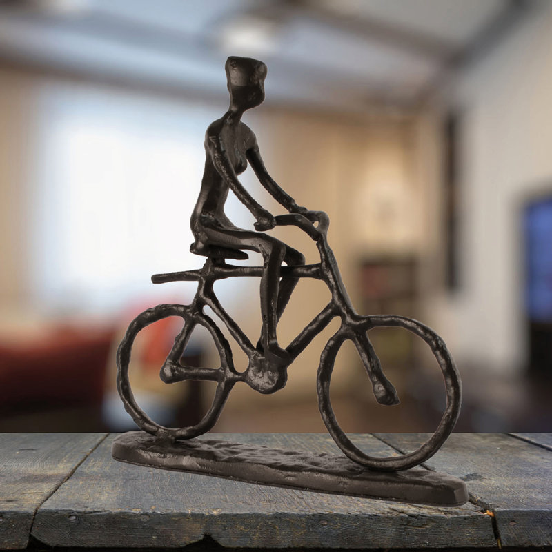 Alaya BICYCLE MAN Iron Figurine 19cm, Mocha