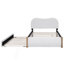 Lit plateforme double rembourré pleine grandeur avec pieds de support en bois et lit gigogne simple, blanc-1879816883-1879816880