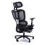Fauteuil de bureau réglable en filet noir ergonomique avec appui-tête et repose-pieds, chaise de conférence / bureau d'ordinateur