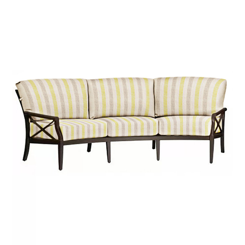 Andover 106'' Wide Aluminum Patio Sofa with Cushions, Chestnut Brown, Stone Linen