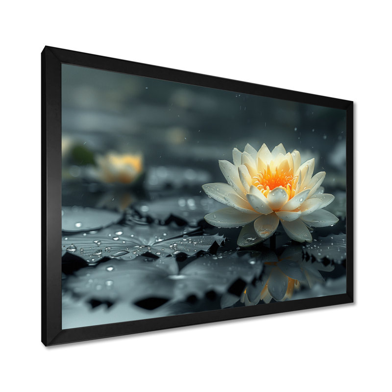 Roberson, impression d'art mural Lotus, Cadre flottant brun, H 16 po x l 32 po