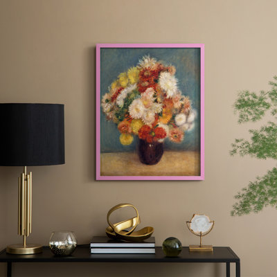 "Colorful Chrysanthemums", reproduction encadrée - bois massif
