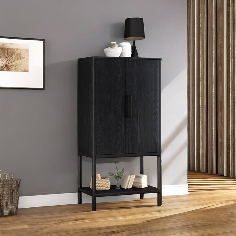 Armoire avec plusieurs fonctions de rangement, Noir, noir, noir, noir