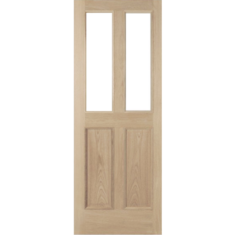 Beazer Oak 2 Panel 2 Light Clear Glass Internal Door, 83.3" W x 198.1" H