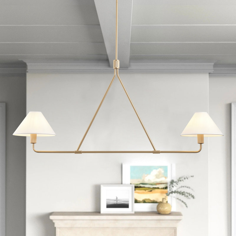 Luminaire suspendu 2 lumières en fer blanc, Doré
