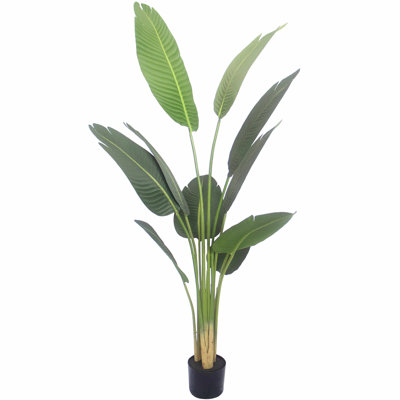 5ft Bird of Paradise Palm Artificial Tree, Tropical Plants in Pot, Real Touch Technology, Artificial Plant with 3 Trunks, Perfect for Home Office Indoor Decoration