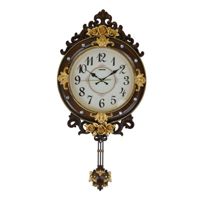 Vintage Style Wall Clock with Swinging Pendulum 