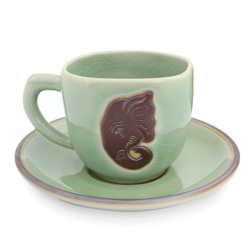 Tasse et soucoupe pour éléphant Apopka, Vert