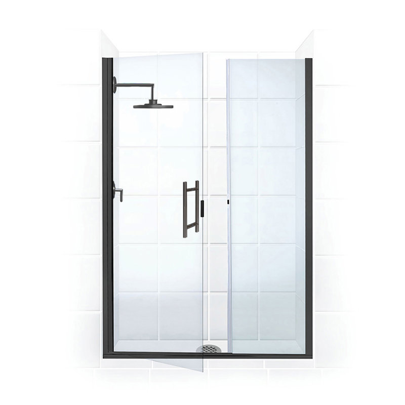 Illusion Series 56" x 70" Hinged Frameless Shower Door, Matte Black